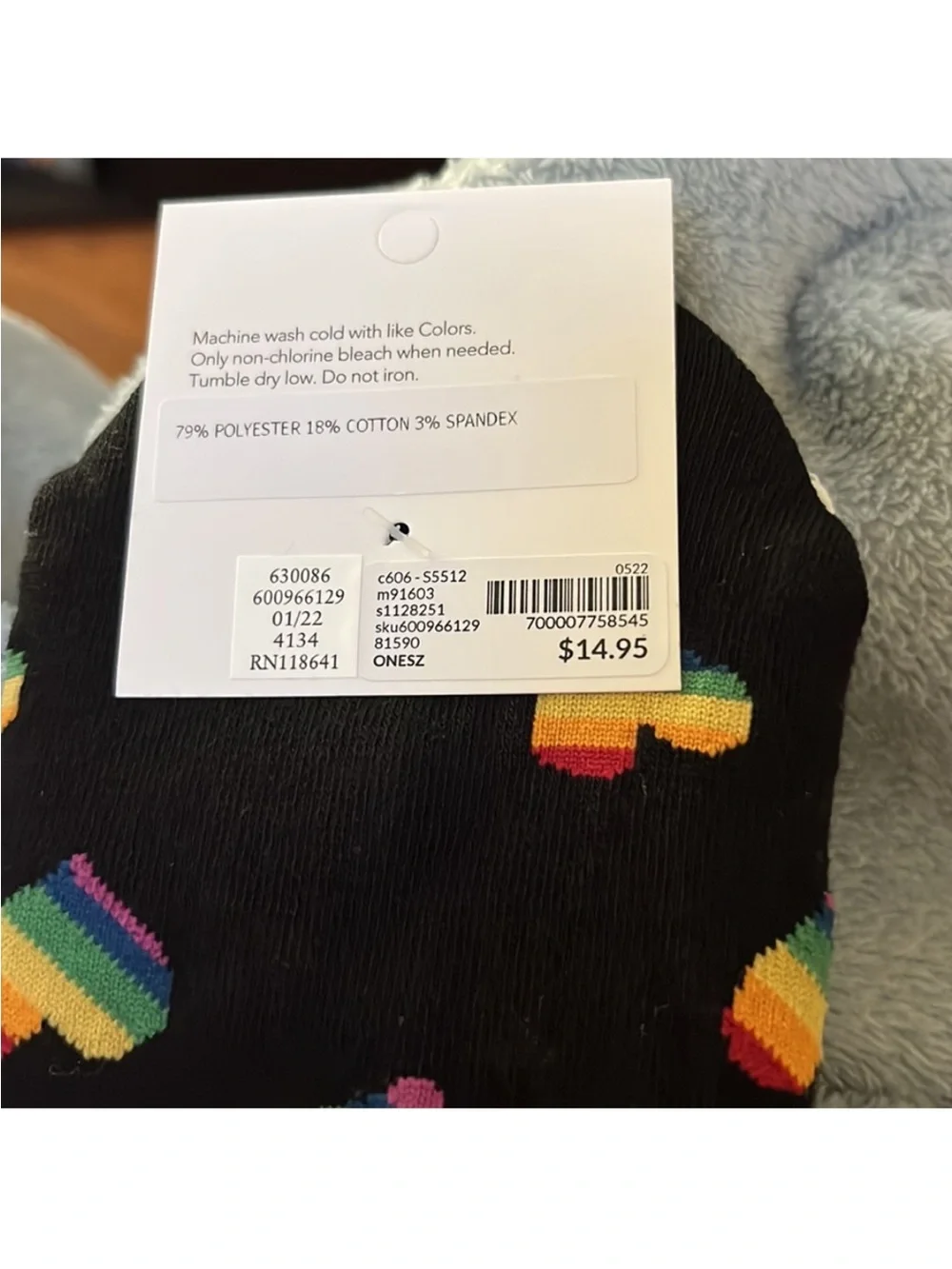 No-Show Sock Set with Rainbow Heart and LOVE Motif - Women